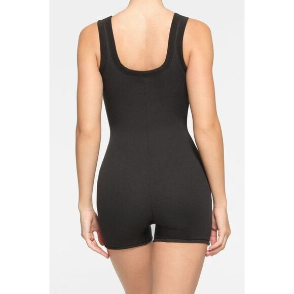 SKIMS AP-BSS-1490 Women's Sz S Soot/Black Cotton Rib One-Piece Bodysuit - Picture 8 of 8